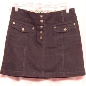 BURBERRY Blue Label, Black Denim Mini Skirt Button-Front (Size-See Measurements)